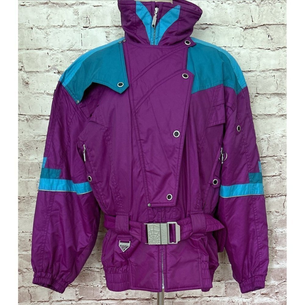 SPYDER Womens 8 Ski Jacket Belted Thinsulate Hong Kong Vintage Purple Turquoise